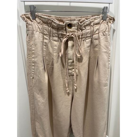 Free People Margate Paperbag Waist Pleated Misty Rose Trouser Pants Sz S - Picture 3 of 8